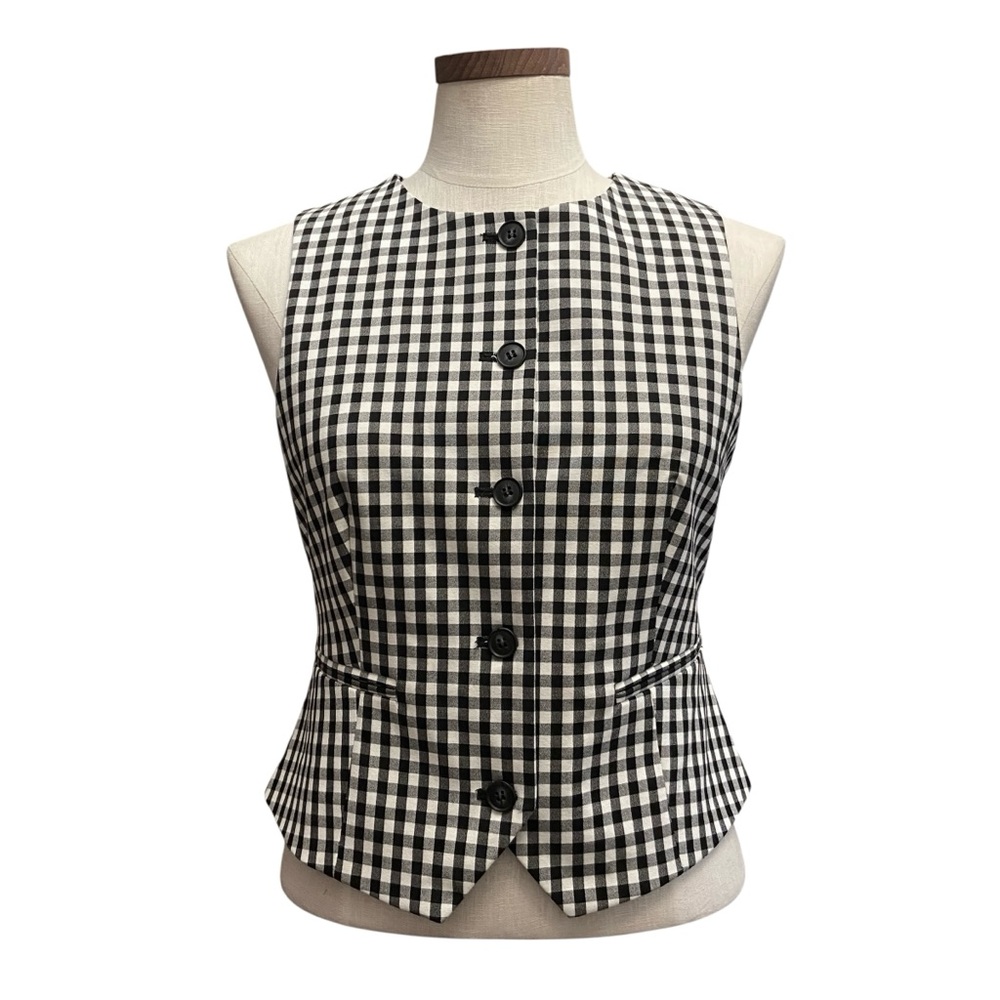 Calypso St. Barth Black White Gingham Checkered Vest Sz 6
